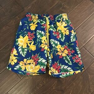 Lands’ End Hawaiian Floral Swim Trunks